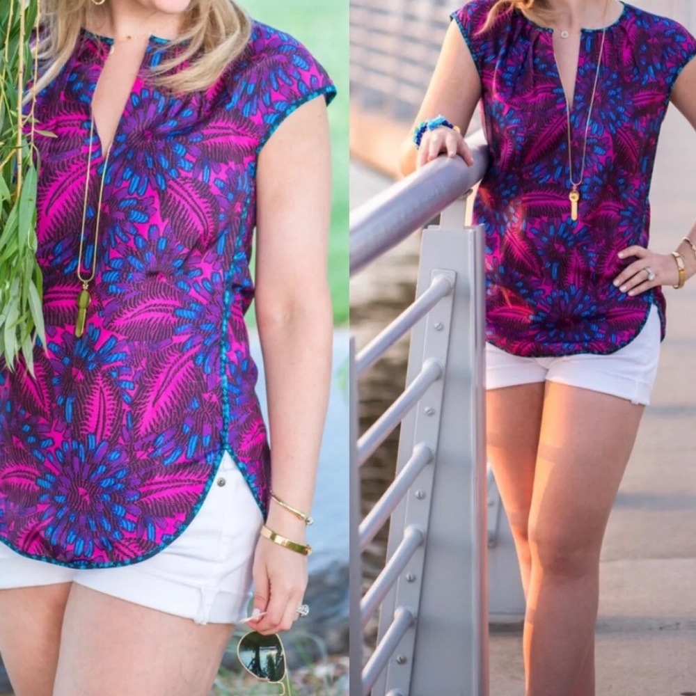 Pink, Purple and Blue J. Crew Size 10 Blouse